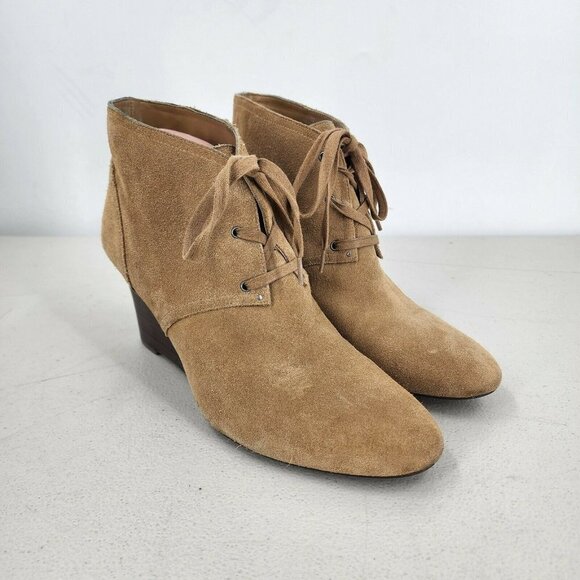 Lauren Ralph Lauren Women's Tamia Suede Wedge Ankle Bootie in Camel Size 11B - Picture 1 of 12